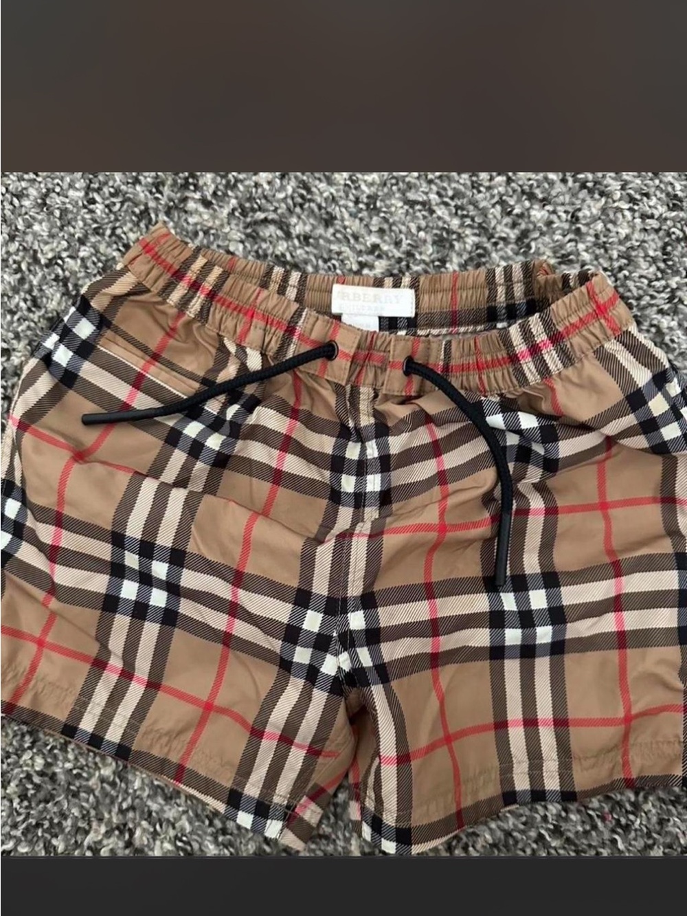 Burberry Tan Plaid Kids Swim Shorts